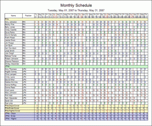 Monthly Schedule in Employee Schedule Software