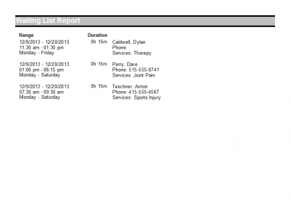 Waiting List Waiting List