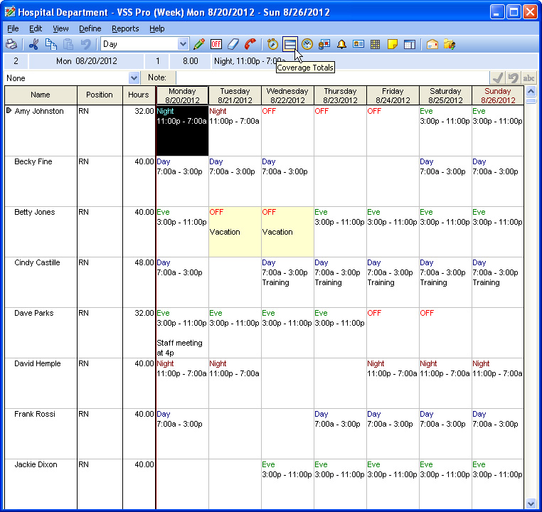 Hide Coverage Totals in Staff Scheduler Software Hide Coverage Totals in Staff Scheduler Software