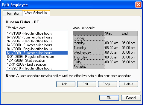 Employee Work Schedules in Client Appointment Scheduling Software