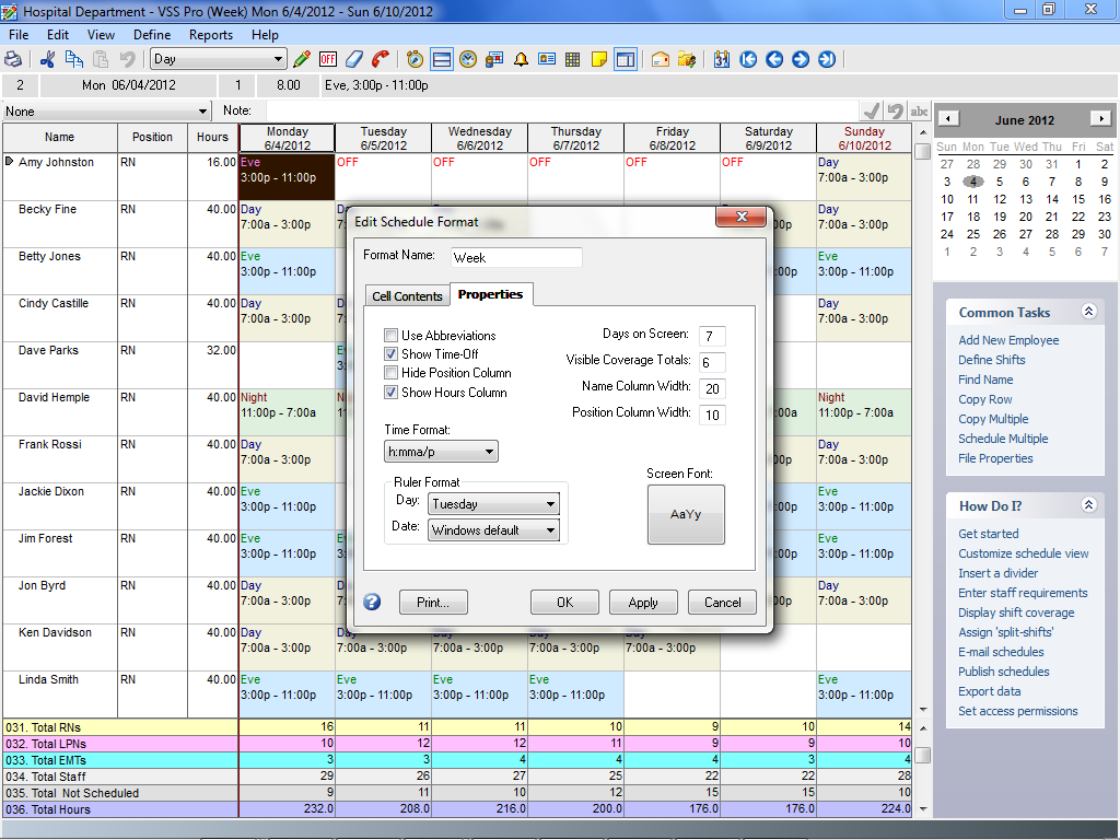 Edit Schedule Format in Employee Scheduling Software