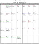 Sample Personal Work Calendar Report in Employee Scheduling Software