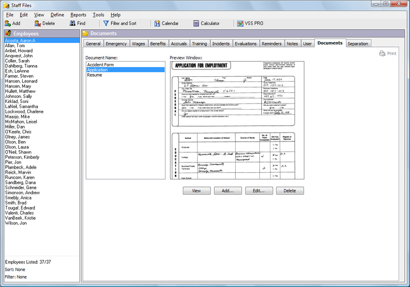 Keep Documents Together in Electronic Personnel Records in HR Software