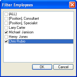Employee Filter in Client Appointment Scheduling Software