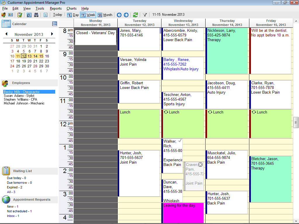 Weekly View in Appointment Scheduling Software