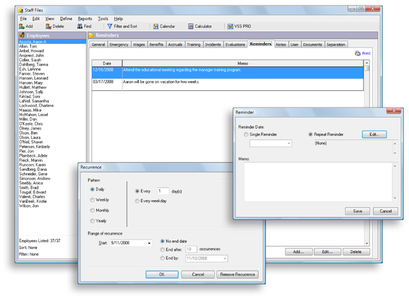 Set Reminders in Personnel Software
